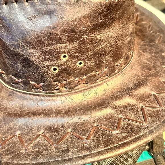 Gorgeous Distressed Black Faux Leather Cowboy Hat (VGUC) - Picture 2 of 9